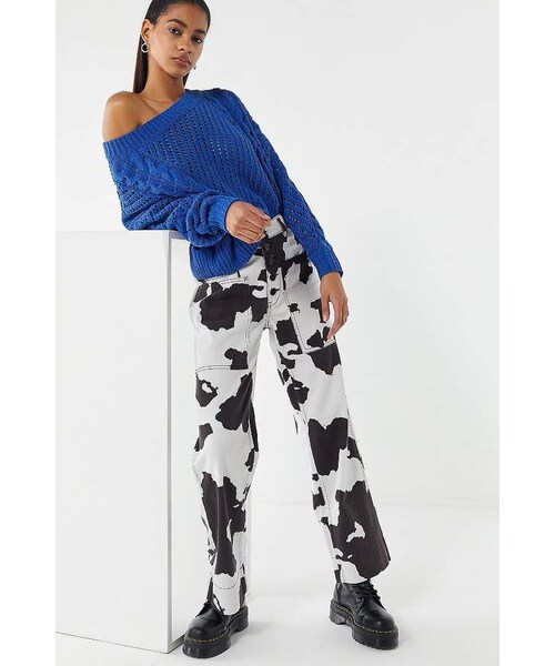 BDG,BDG Jadon Cow Print Button-Fly Jean 
