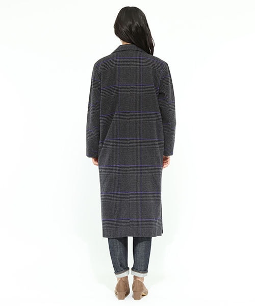 LAKOLE（ラコレ）の「チェック柄メルトンロングコート（ジャケット/アウター・グレー()/ベージュ()）」の10枚目の写真