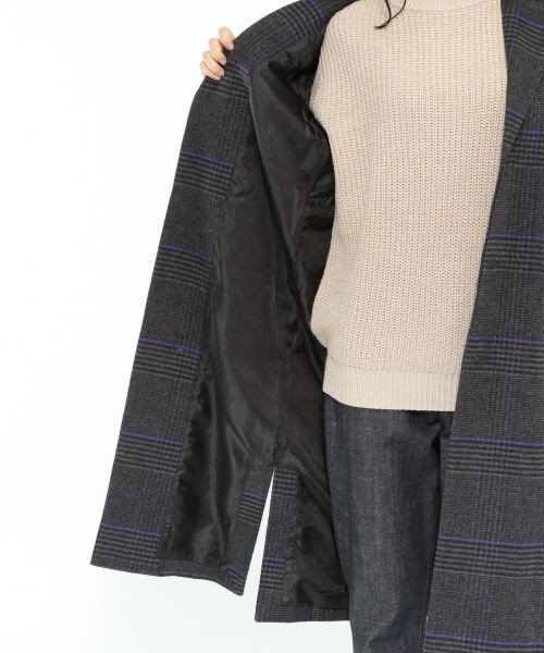 LAKOLE（ラコレ）の「チェック柄メルトンロングコート（ジャケット/アウター・グレー()/ベージュ()）」の16枚目の写真