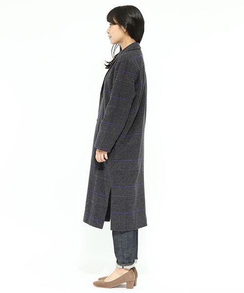 LAKOLE（ラコレ）の「チェック柄メルトンロングコート（ジャケット/アウター・グレー()/ベージュ()）」の9枚目の写真