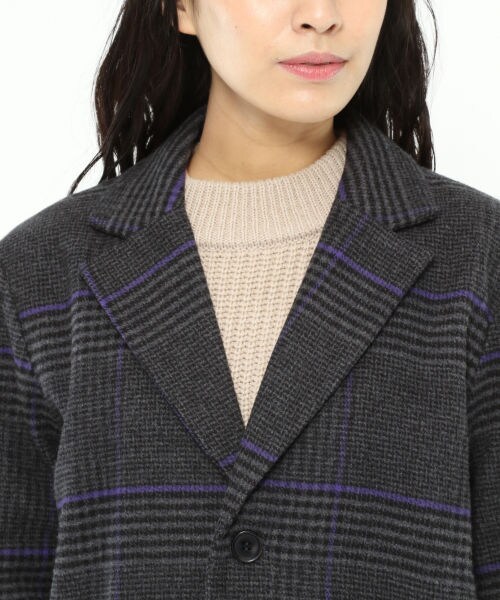 LAKOLE（ラコレ）の「チェック柄メルトンロングコート（ジャケット/アウター・グレー()/ベージュ()）」の11枚目の写真