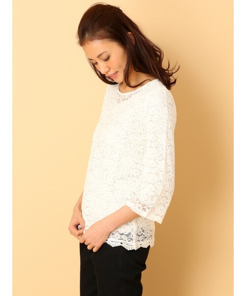 Rouge vif（ルージュヴィフ）の「ラクレ・インナー付レースプルオーバー【with2014年04月号P.123掲載】（トップス・レディース・オフホワイト/アイボリー・F）」の3枚目の写真