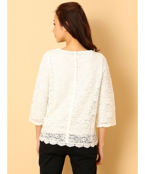 Rouge vif（ルージュヴィフ）の「ラクレ・インナー付レースプルオーバー【with2014年04月号P.123掲載】（トップス・レディース・オフホワイト/アイボリー・F）」の4枚目の写真