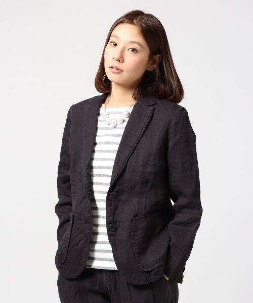 LEPSIM（レプシィム）の「フレンチリネンテーラードジャケット（ジャケット/アウター・レディース・グレー/ネイビー/ブルー/オフ・Ｌ/Ｍ）」の4枚目の写真