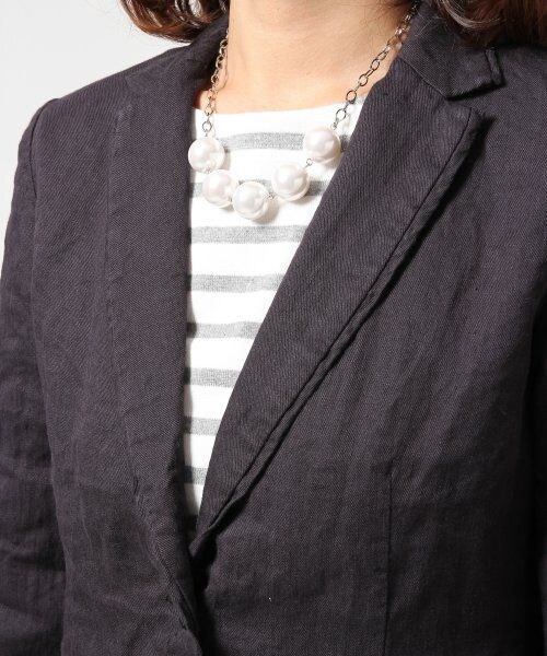 LEPSIM（レプシィム）の「フレンチリネンテーラードジャケット（ジャケット/アウター・レディース・グレー/ネイビー/ブルー/オフ・Ｌ/Ｍ）」の10枚目の写真