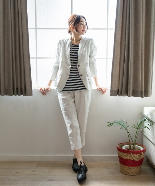 LEPSIM(レプシィム)の「フレンチリネンタックパンツ(パンツ・レディース・グレー/ネイビー/ブルー/オフ・L/M)」の7枚目の写真