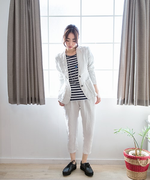 LEPSIM(レプシィム)の「フレンチリネンタックパンツ(パンツ・レディース・グレー/ネイビー/ブルー/オフ・L/M)」の8枚目の写真