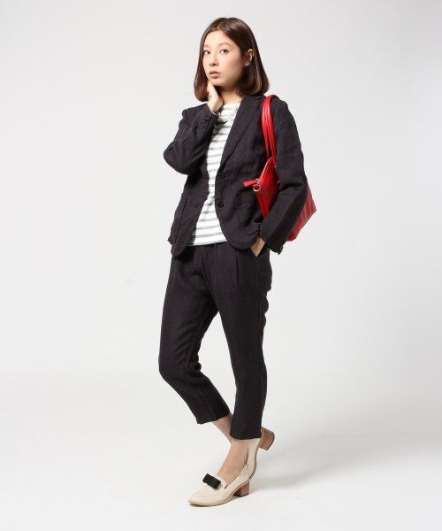 LEPSIM(レプシィム)の「フレンチリネンタックパンツ(パンツ・レディース・グレー/ネイビー/ブルー/オフ・L/M)」の9枚目の写真