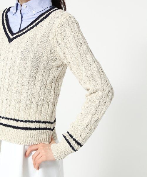 A part by(アパートバイ)の「3GCLケーブルラインVネック8分袖(トップス・レディース・ブラック/ホワイト/ナチュラル・L/M)」の9枚目の写真