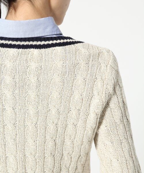 A part by(アパートバイ)の「3GCLケーブルラインVネック8分袖(トップス・レディース・ブラック/ホワイト/ナチュラル・L/M)」の12枚目の写真