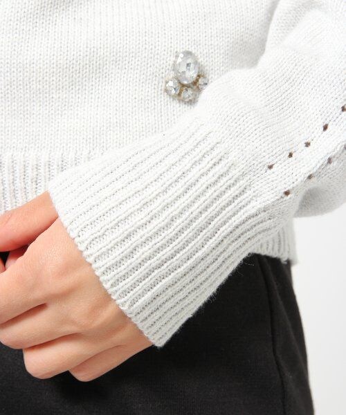 turno jeana（トゥールノジーナ）の「ビジューシシュウプルオーバー（トップス・レディース・ベージュ/ライトグレー/ホワイト・FREE）」の10枚目の写真