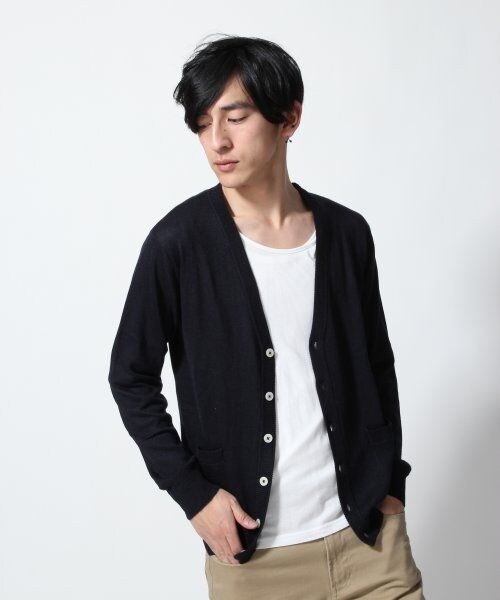 RAGEBLUE（レイジブルー）の「ＡＬニットＶカーデ長袖（トップス・メンズ・グレー/ネイビー/イエロー/グリーン/ブルー・Ｌ/Ｍ）」の4枚目の写真