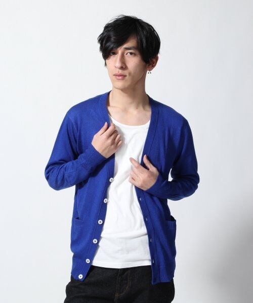 RAGEBLUE（レイジブルー）の「ＡＬニットＶカーデ長袖（トップス・メンズ・グレー/ネイビー/イエロー/グリーン/ブルー・Ｌ/Ｍ）」の3枚目の写真