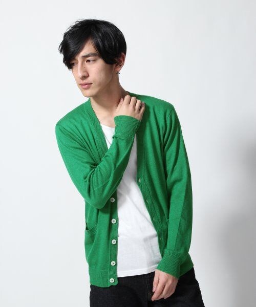 RAGEBLUE（レイジブルー）の「ＡＬニットＶカーデ長袖（トップス・メンズ・グレー/ネイビー/イエロー/グリーン/ブルー・Ｌ/Ｍ）」の2枚目の写真