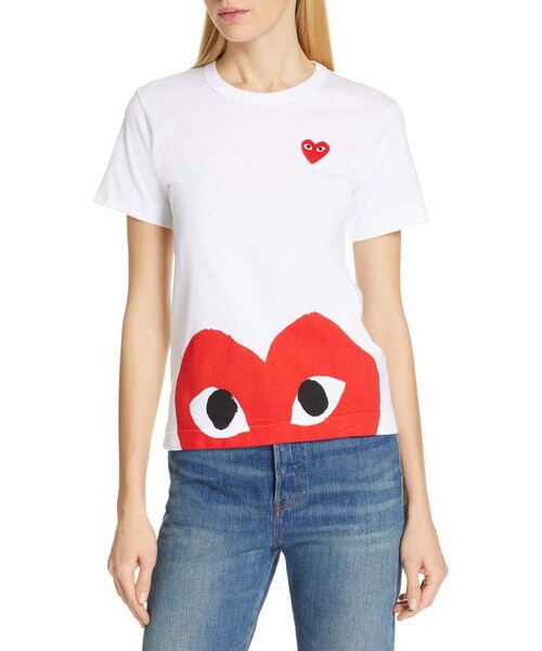 COMME des GARCONS(コムデギャルソン)の「Comme des Garcons Peek Heart Graphic Tee(Tシャツ/カットソー・レディース・White・Small/Medium/Large/X-small)」の1枚目の写真
