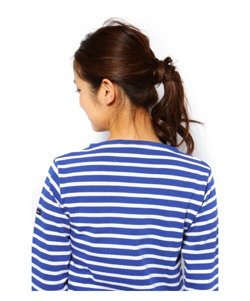 SAINT JAMES(セントジェームス)の「SAINT JAMES OUESSANT ボーダー柄プルオーバー(カットソー・Tシャツ・レディース・ネイビー/ピンク/ブルー A・36/38)」の8枚目の写真