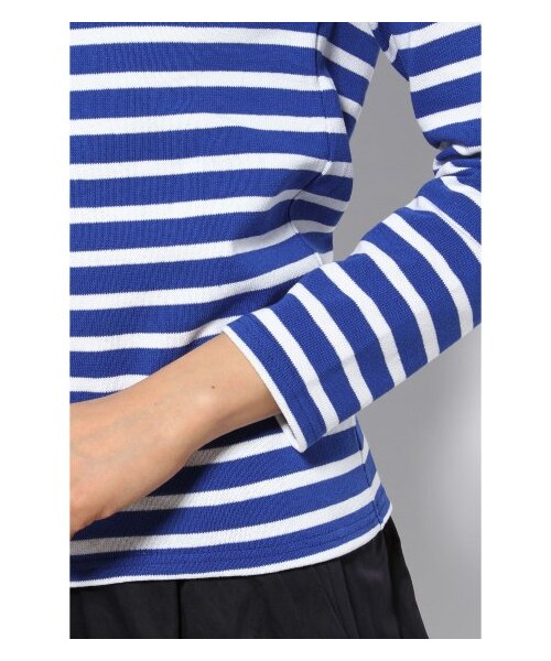 SAINT JAMES(セントジェームス)の「SAINT JAMES OUESSANT ボーダー柄プルオーバー(カットソー・Tシャツ・レディース・ネイビー/ピンク/ブルー A・36/38)」の9枚目の写真