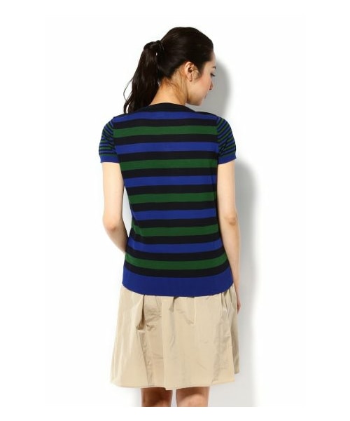 デミリー DEMYLEE Lamis Striped Cotton Knit Pullover ニット セーター ボーダー 長袖 XS グリーン /HK ■OS レディース デミリー DEMYLEE Lamis Striped Cotton Knit Pullover ニット