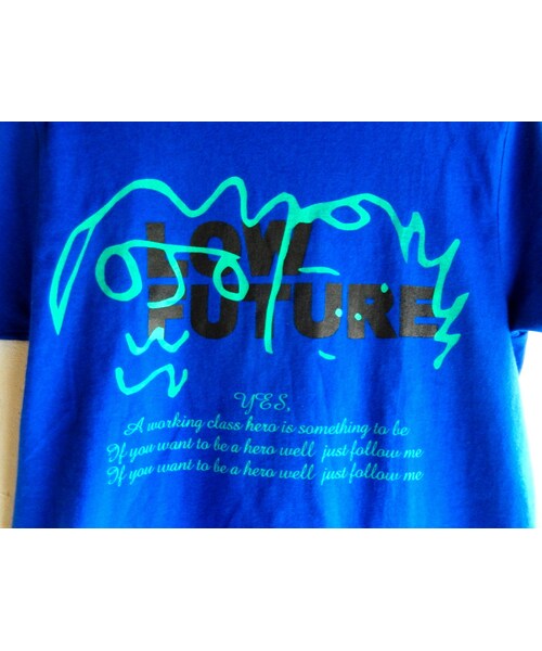 takuroh shirafuji（タクロウシラフジ）の「takuroh shirafuji YES,  Remake Blue T-shirts(One off)（Tシャツ/カットソー・レディース・その他）」の2枚目の写真