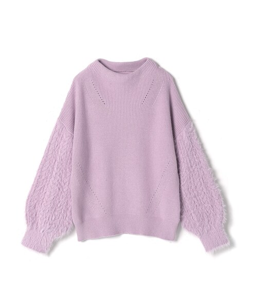 GRL（グレイル）の「前後2way袖シャギーケーブルニットトップス 