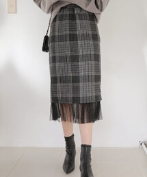 DHOLIC | シフォンヘムチェックスカート(スカート)