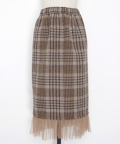 DHOLIC（ディーホリック）の「シフォンヘムチェックスカート（スカート・レディース・ブラック/ブルー/ブラウン・FREE）」の2枚目の写真