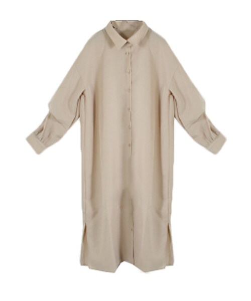 STYLEBLOCK（スタイルブロック）の「ツイストスリーブワンピース（ワンピース・レディース・ホワイト/ライトベージュ/オレンジ/ネイビー/ブラック・M）」の3枚目の写真