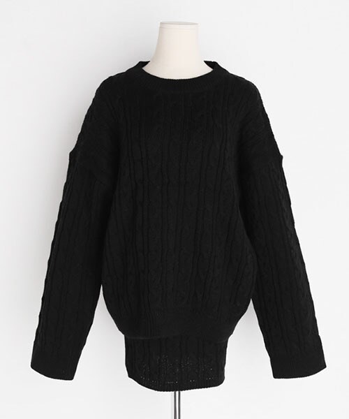 DHOLIC（ディーホリック）の「アクリルツイストニット&ミニスカートSET（ニット/セーター・レディース・ベージュ/ブラック/ブラウン・FREE）」の2枚目の写真