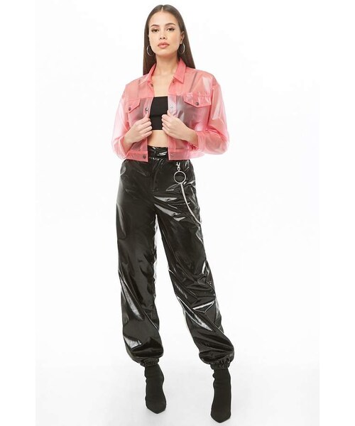 FOREVER 21(フォーエバー トゥエンティーワン)の「Forever 21 Clear Vinyl Jacket(ジャケット/アウター・レディース・Pink/White/Blue・Small/Medium/Large)」の4枚目の写真