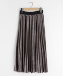 DHOLIC | ウエストゴムベロアプリーツスカート(裙子)