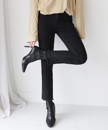 DHOLIC | 裏起毛カットオフブラックパンツ(その他パンツ)