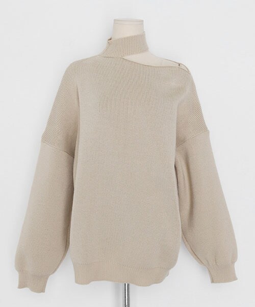 DHOLIC（ディーホリック）の「カットアウトハイネックニット（ニット/セーター・レディース・グレー/ホワイト/ブラック/ベージュ・FREE）」の4枚目の写真