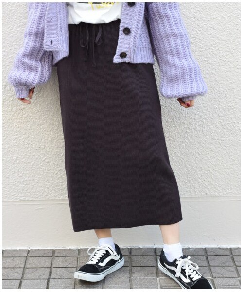 w closet（ダブルクローゼット）の「ベアテレコタイトスカート（スカート・レディース・Dグレー/パープル/モカ/スミクロ・FREE/M/L）」の8枚目の写真