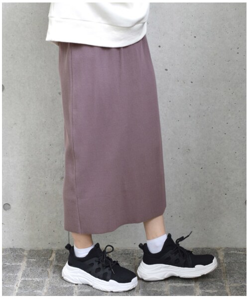 w closet（ダブルクローゼット）の「ベアテレコタイトスカート（スカート・レディース・Dグレー/パープル/モカ/スミクロ・FREE/M/L）」の6枚目の写真