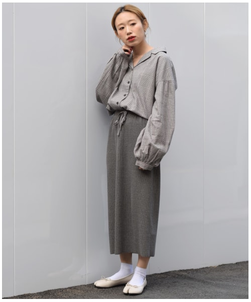 w closet（ダブルクローゼット）の「ベアテレコタイトスカート（スカート・レディース・Dグレー/パープル/モカ/スミクロ・FREE/M/L）」の13枚目の写真