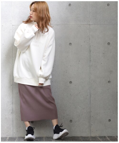 w closet（ダブルクローゼット）の「ベアテレコタイトスカート（スカート・レディース・Dグレー/パープル/モカ/スミクロ・FREE/M/L）」の19枚目の写真