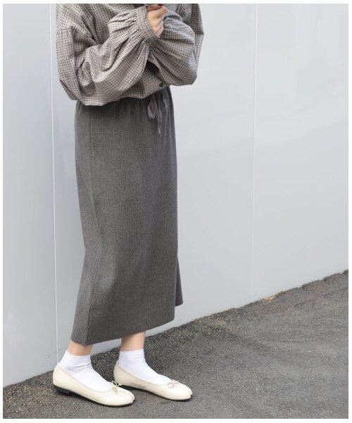 w closet（ダブルクローゼット）の「ベアテレコタイトスカート（スカート・レディース・Dグレー/パープル/モカ/スミクロ・FREE/M/L）」の14枚目の写真