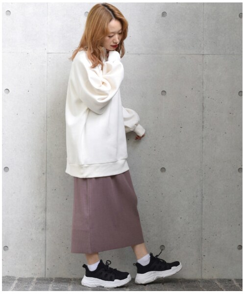 w closet（ダブルクローゼット）の「ベアテレコタイトスカート（スカート・レディース・Dグレー/パープル/モカ/スミクロ・FREE/M/L）」の18枚目の写真