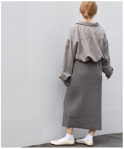 w closet（ダブルクローゼット）の「ベアテレコタイトスカート（スカート・レディース・Dグレー/パープル/モカ/スミクロ・FREE/M/L）」の15枚目の写真