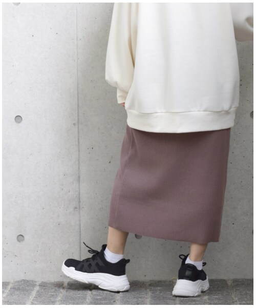 w closet（ダブルクローゼット）の「ベアテレコタイトスカート（スカート・レディース・Dグレー/パープル/モカ/スミクロ・FREE/M/L）」の21枚目の写真