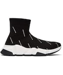 Balenciaga | Balenciaga Black All-Over Logo Speed High-Top Sneakers(球鞋)