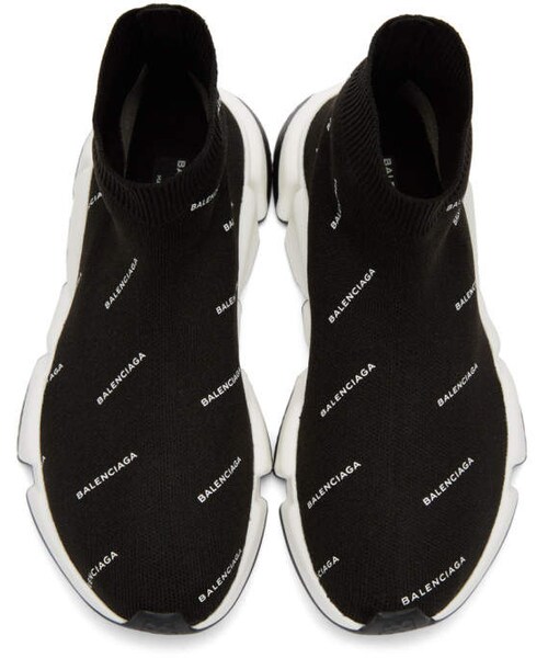 BALENCIAGA(バレンシアガ)の「Balenciaga Black All-Over Logo Speed High-Top Sneakers(スニーカー・レディース・Black・41/37/39/35/36/40)」の5枚目の写真