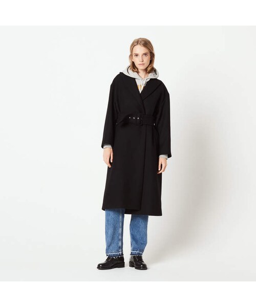 sandro long belted coat