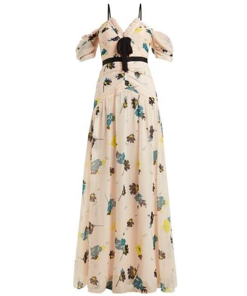 SELF-PORTRAIT ワンピース Floral chiffon maxi dress700358 Floral Print Chiffon Maxi Dress – self-portrait