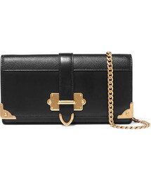PRADA | Prada - Cahier Smooth And Textured-leather Shoulder Bag - Black(クラッチバッグ)