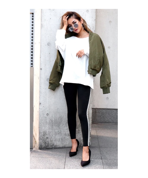 ANAP(アナップ)の「ラインレギンス(パンツ・レディース・ブラック・one size / 在庫有り)」の2枚目の写真
