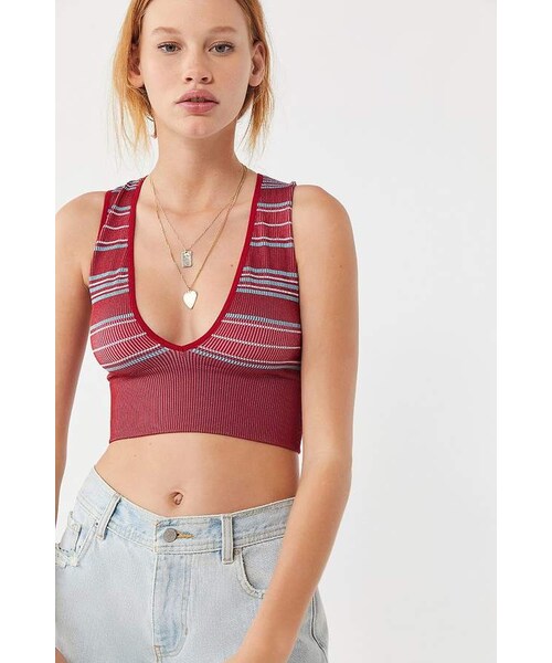Urban Outfitters Out From Under Hailey Seamless Knit Plunge Bra Top