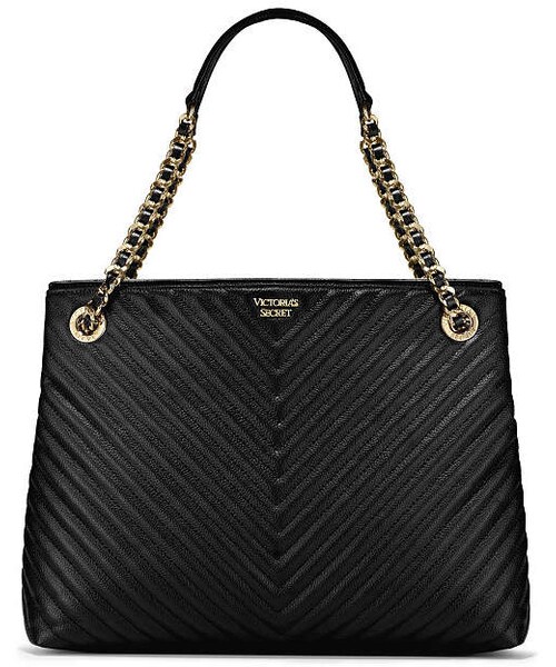 VICTORIA'S SECRET（ヴィクトリアズシークレット）の「Victorias Secret Pebbled V-Quilt Shoulder Tote（ショルダーバッグ・レディース・black/pink/ivory・Os）」の3枚目の写真