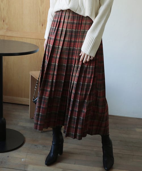 Dholic ディーホリック の ロングプリーツチェックスカート スカート Wear