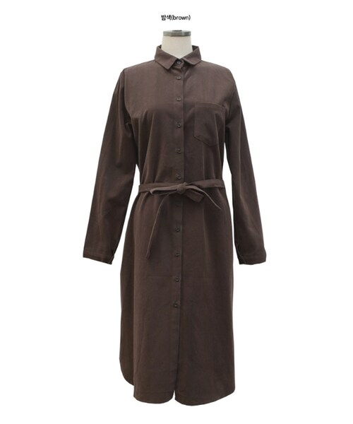 Dailyabout（デイリーアバウト）の「ウエストリボンスリットヘムシャツワンピース（シャツワンピース・レディース・ホワイト/ベージュ/ブラウン・FREE）」の2枚目の写真